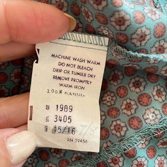 Vtg 70s/80s You-nique green paisley print button down shirt - Picture 8 of 8